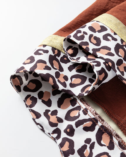 Clay Leopard Detail Loose Bracelet Sleeve Top