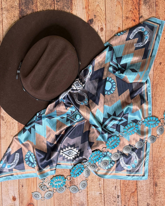 AVS-896 AZTEC PRINT SQUARE WILD RAG 36X36