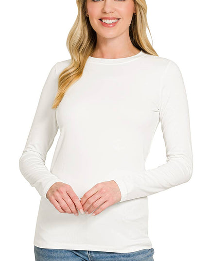 `Microfiber Long Sleeve Basic Tee Zenana