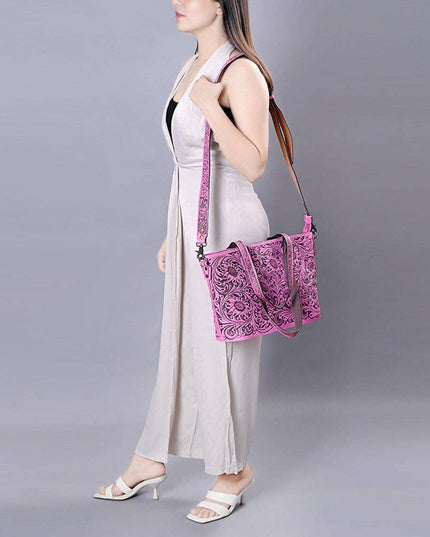 ADBG1141B Tote Hand Tooled Genuine Western Leather Women Bag