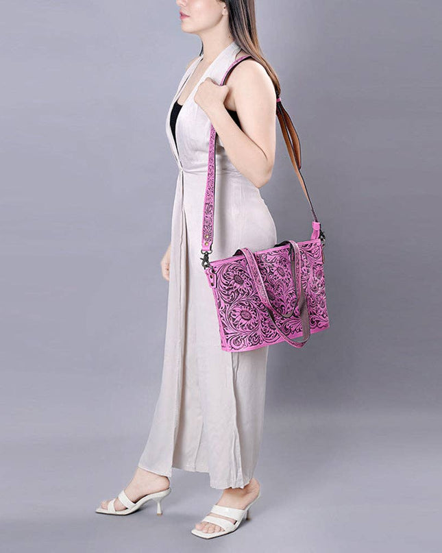 ADBG1141B Tote Hand Tooled Genuine Western Leather Women Bag