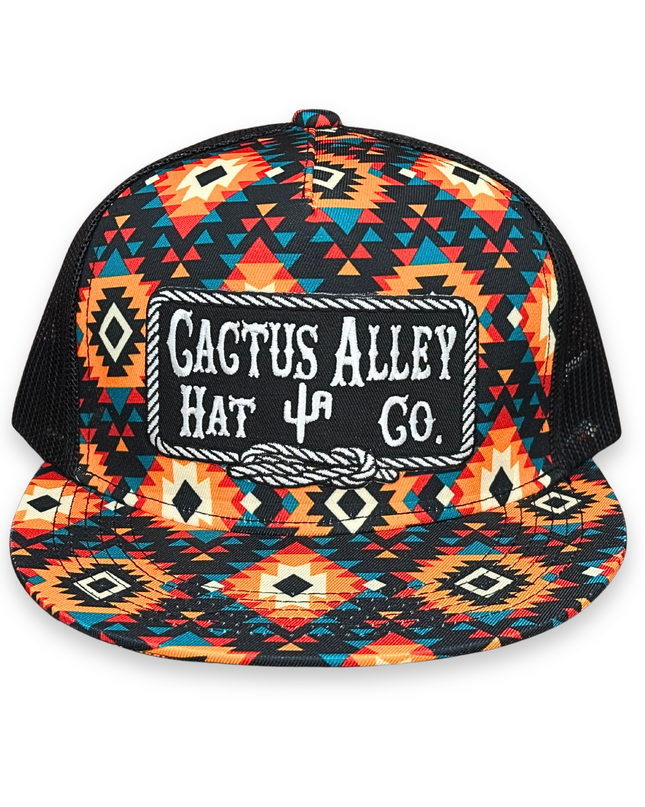 "Square Knot-BLK" - CA Sunburst Aztec/Black Mesh, Snapback Cap (2025)
