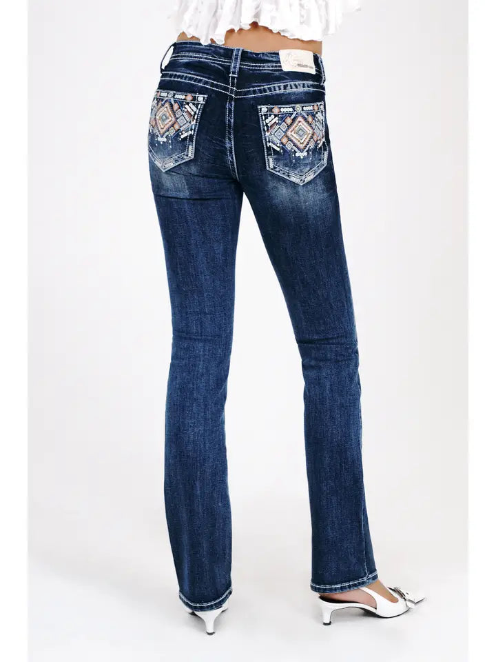 Grace In LA - Aztec Modify Mid-Rise Boot Cut 30"