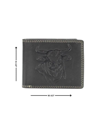 Oil Pull Up Embossed Steer Bifold Wallet ABB 006