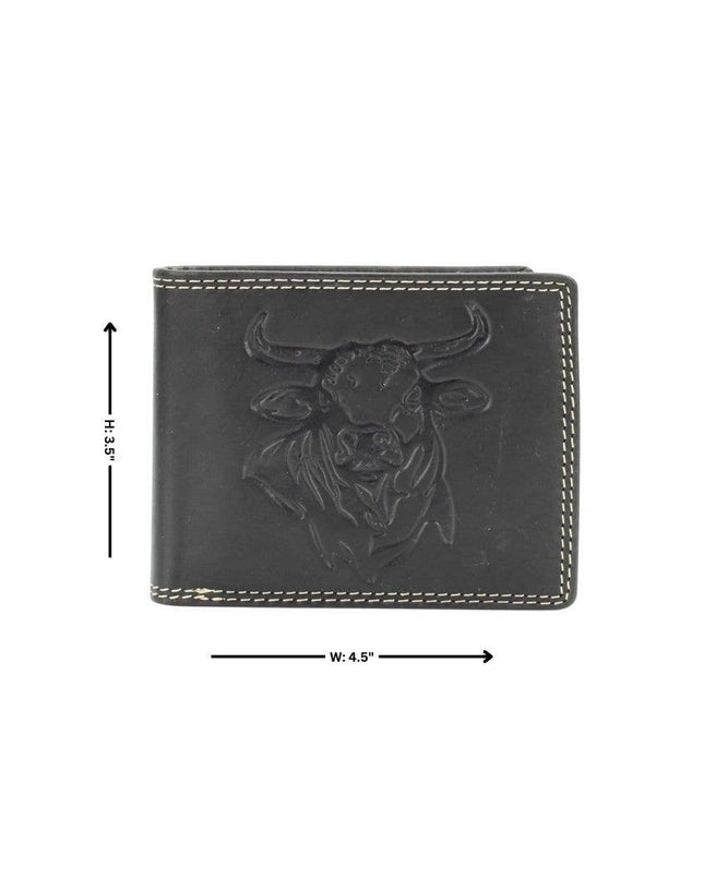 Oil Pull Up Embossed Steer Bifold Wallet ABB 006