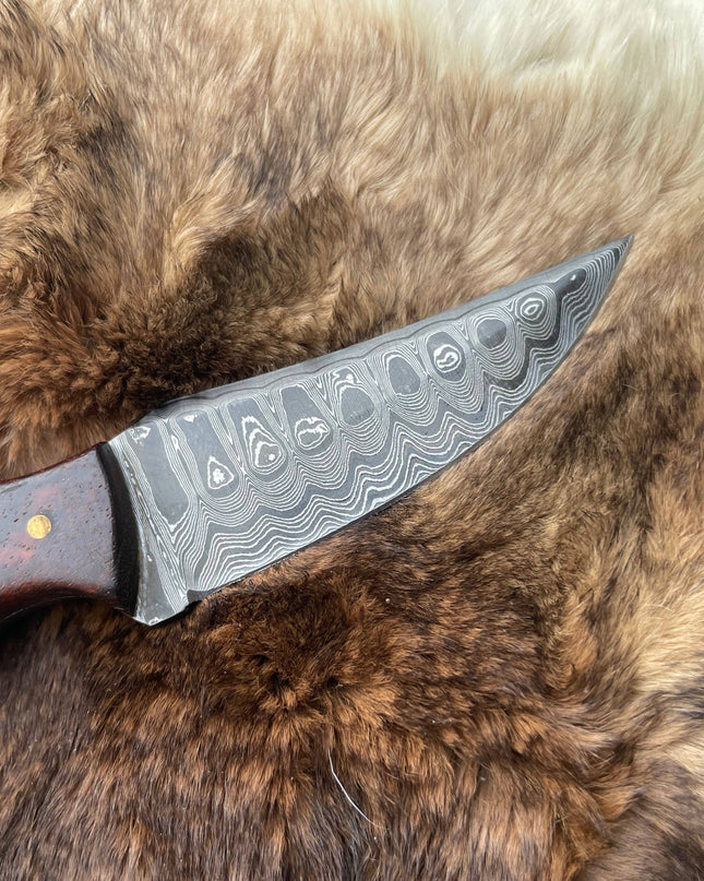Introducing the Titan TK-060 Damascus Steel Skinner Knife with Rosewood & Stag Grip