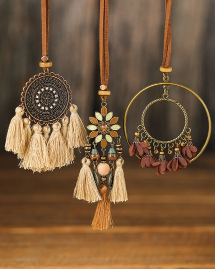 Multicolor 3pcs Bohemian Retro Tasseled Pendant Necklace