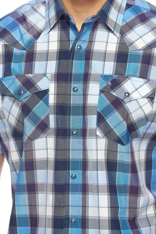 RODEO CLOTHING MEN'S PLAID SHORT SLEEVE SNAP Ps400s-Sept