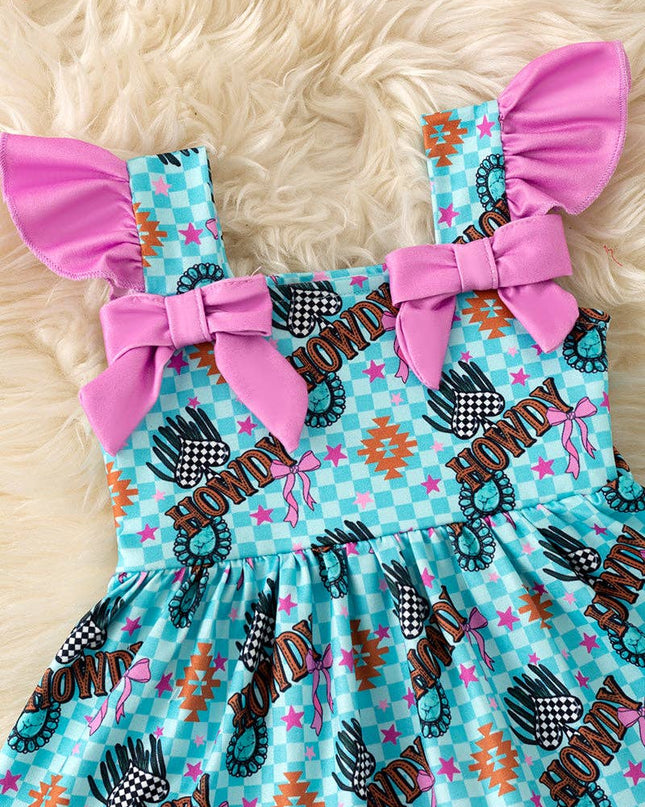 Howdy checkered & concho printed baby bodysuit. RPG61190 SOL