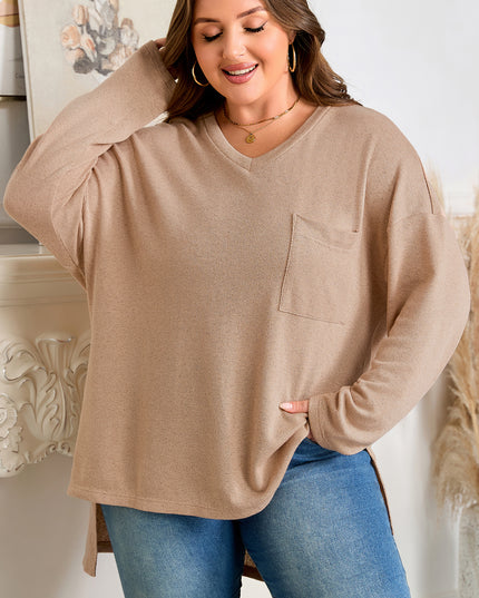 Parchment Plus Size Drop Shoulder Knit Tunic Top
