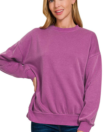 SI-27206 Pigment Dye Fleece Oversized Pullover Zenana