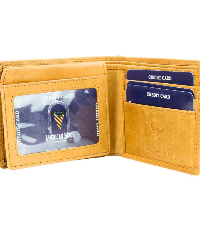 Oil Pull Up Embossed Steer Bifold Wallet ABB 006