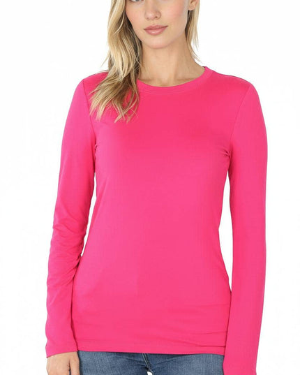 `Microfiber Long Sleeve Basic Tee Zenana