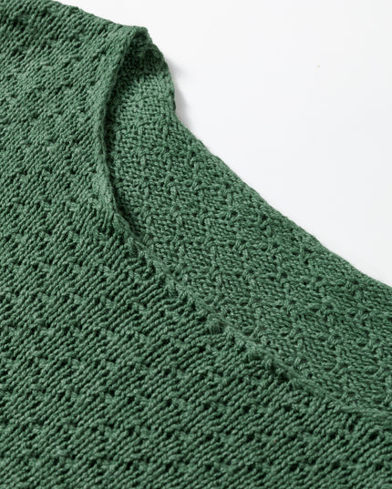 Mist Green Solid Lantern Sleeve Empire Waist Short Sweater Dress