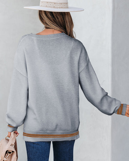 Light Grey See You Cowboy Embroidered Western Graphic Sweater