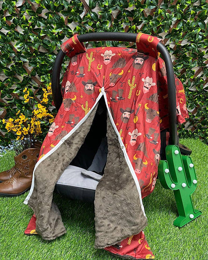 MAROON COWBOY PRINT CAR SEAT COVER. ZYTB651522014