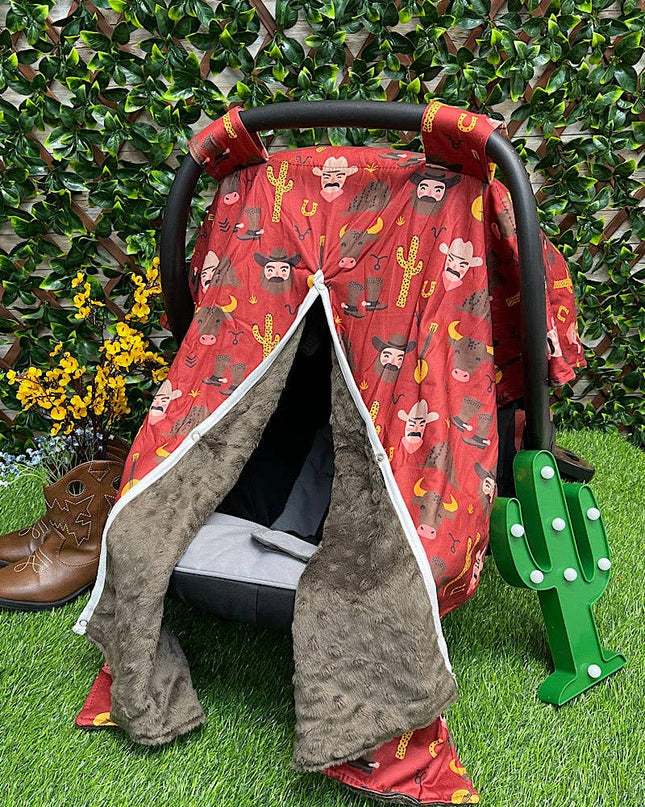 MAROON COWBOY PRINT CAR SEAT COVER. ZYTB651522014