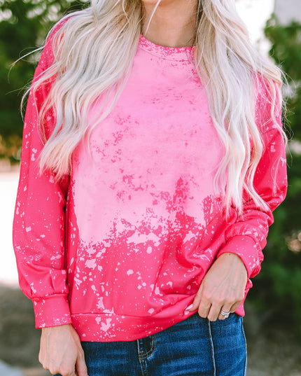 Rose Tie Dye Long Sleeve Pullover Sweatshirt