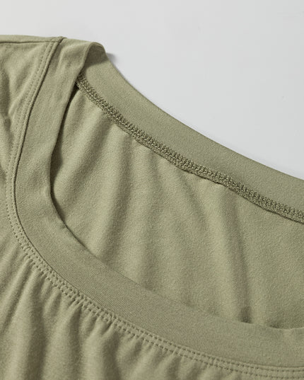 Laurel Green Solid Color Long Sleeve Fitted Top