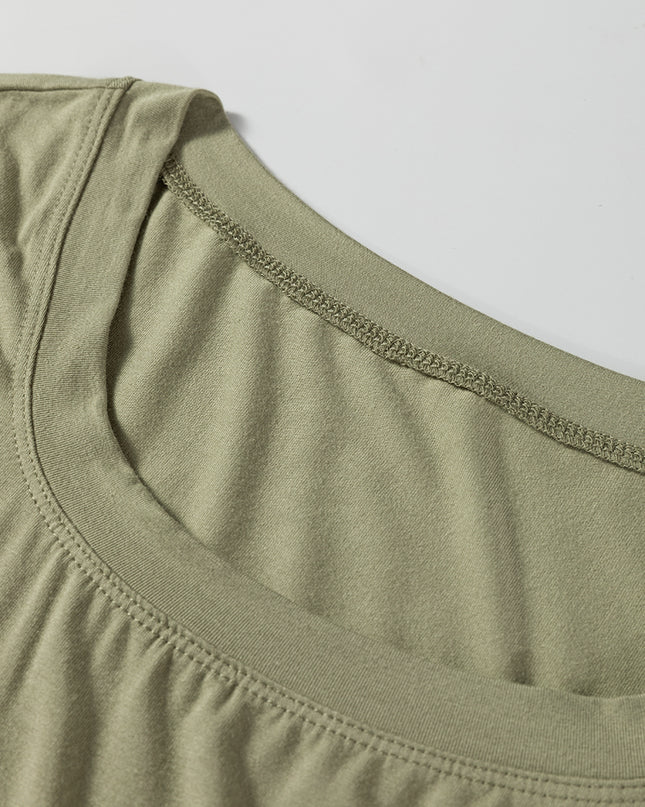 Laurel Green Solid Color Long Sleeve Fitted Top