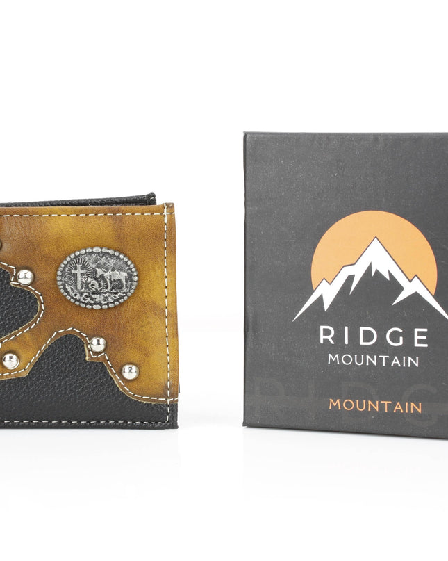 Bifold Wallet with Cowboy Cross and Horse Concho VL 865