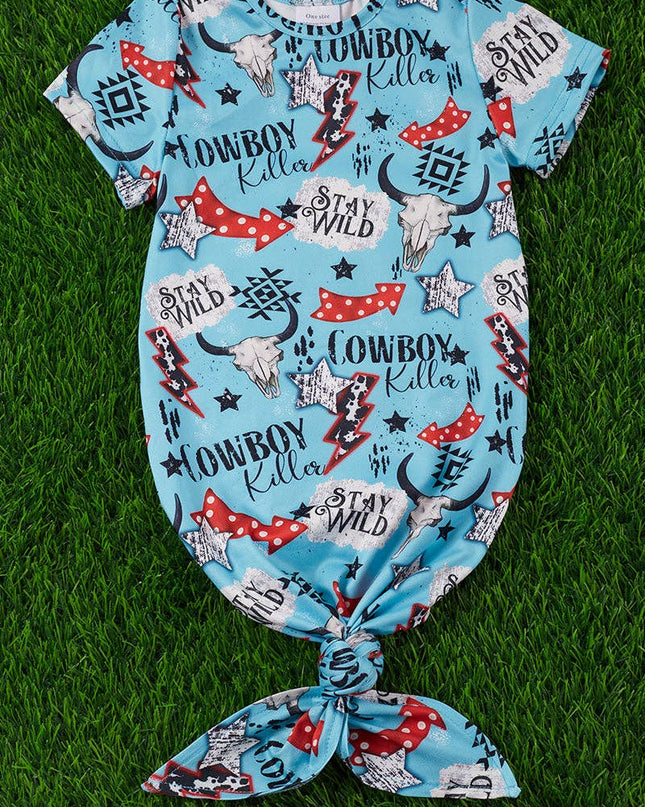 COWBOY KILLER"  PRINTED BABY GOWN. PJB25153007 S