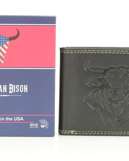 Oil Pull Up Embossed Steer Bifold Wallet ABB 006
