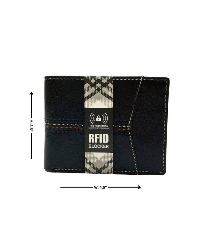 Contrast Stitch Bifold Wallet w/ Vanity Tray & Keychain