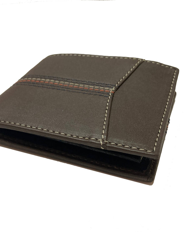 Contrast Stitch Bifold Wallet w/ Vanity Tray & Keychain