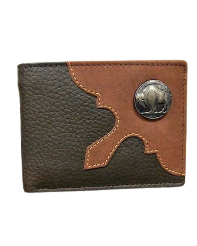 Mixed Media Bifold Rodeo Wallet with Medallion AB1915