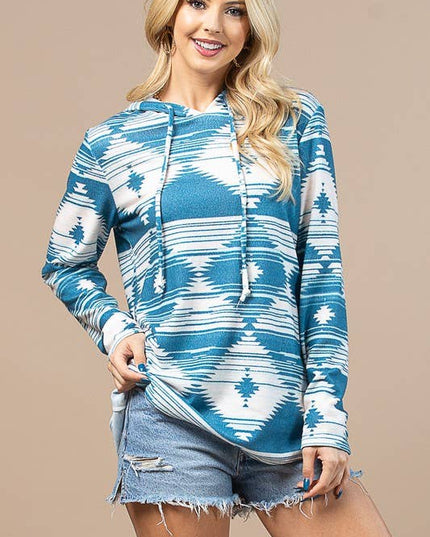 X167-FINLEY GEO PRINT ULTRA SOFT HACCI HOODIE