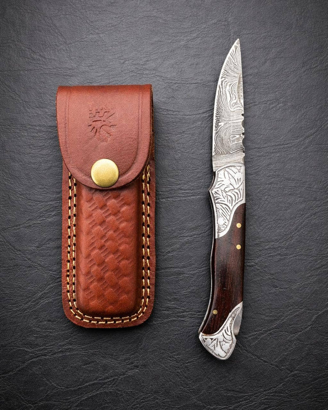 Titan Ironcrest Damascus Folding Knife