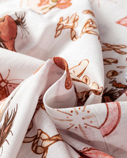 White Rodeo Cowgirl Print Western Button up Shirt