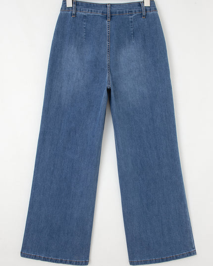 Ashleigh Blue Multi Buttons High Waist Wide Leg Jeans With Pockets