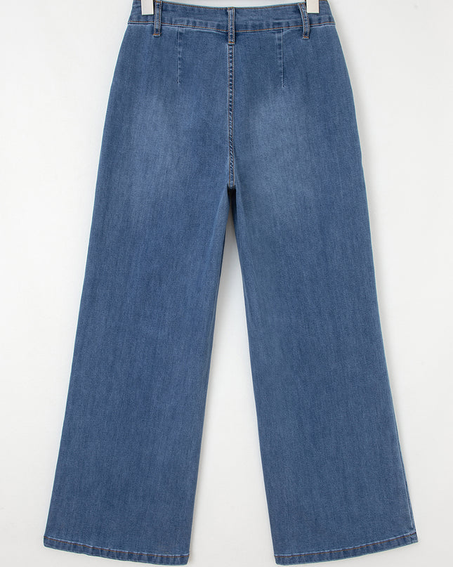 Ashleigh Blue Multi Buttons High Waist Wide Leg Jeans With Pockets