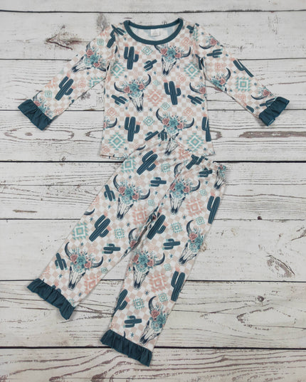 Baby Girl Western Cactus Printed Pajamas set