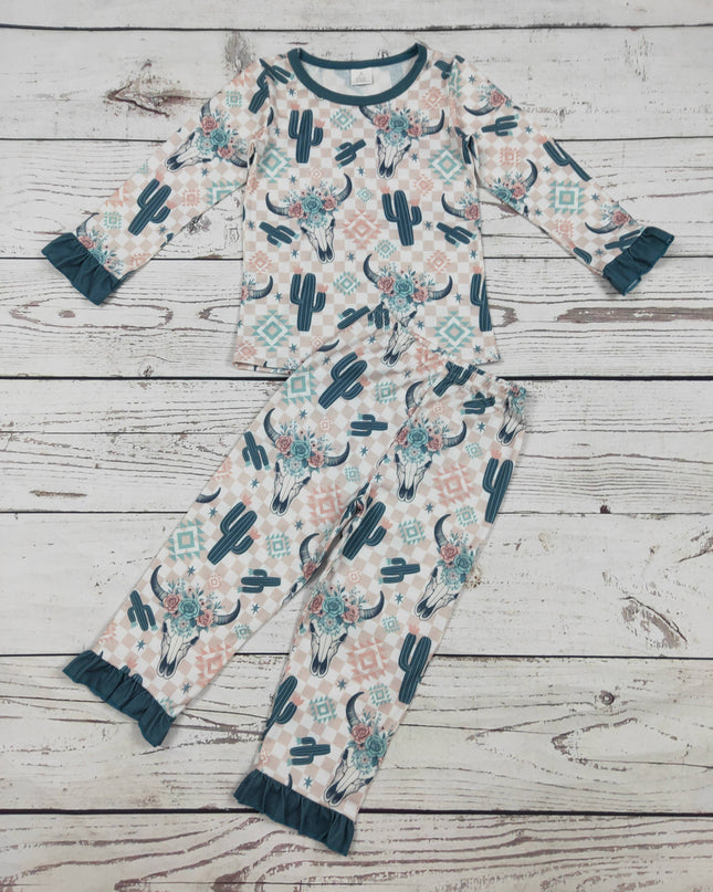 Baby Girl Western Cactus Printed Pajamas set