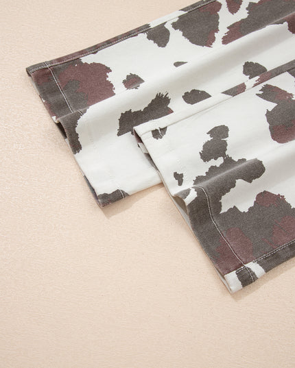 Brown Cow Spots Printed Multi Pocketed Jeans
