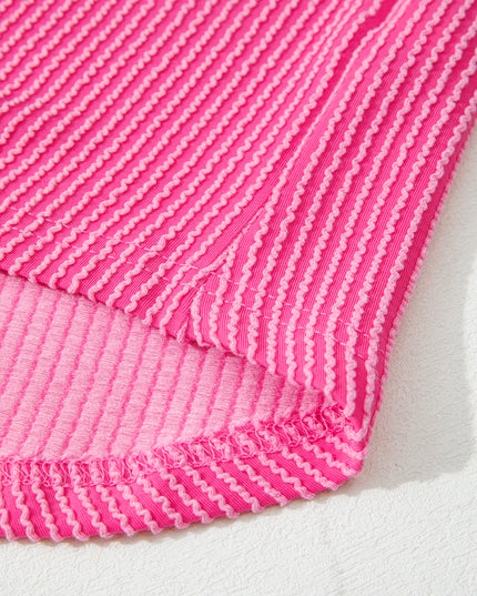 Rose Red Leopard Patched Twisted Ribbed Western Casual Shacket