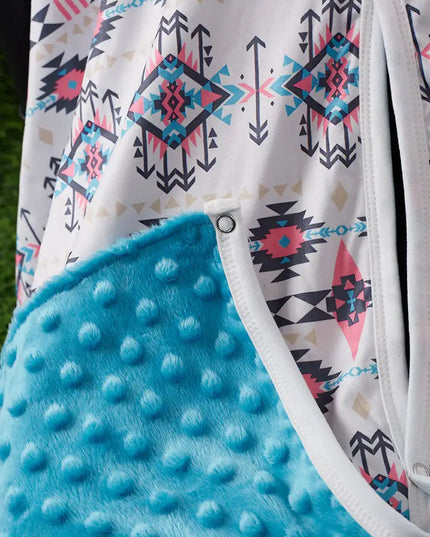 Multi Aztec Print Car Seat Cover with Blue Minky Inside