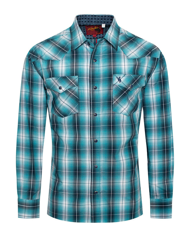 Men's Western Long Sleeve Plaid Shirts With Snap Buttons