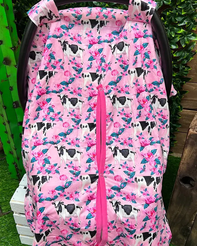 COW/FLORAL PRINTED CAR SEAT COVER. ZYTG25153023 M