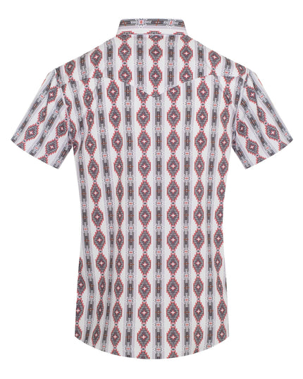 Men's Western Pearl Snap Aztec Print Shirt-MPS110S-1058