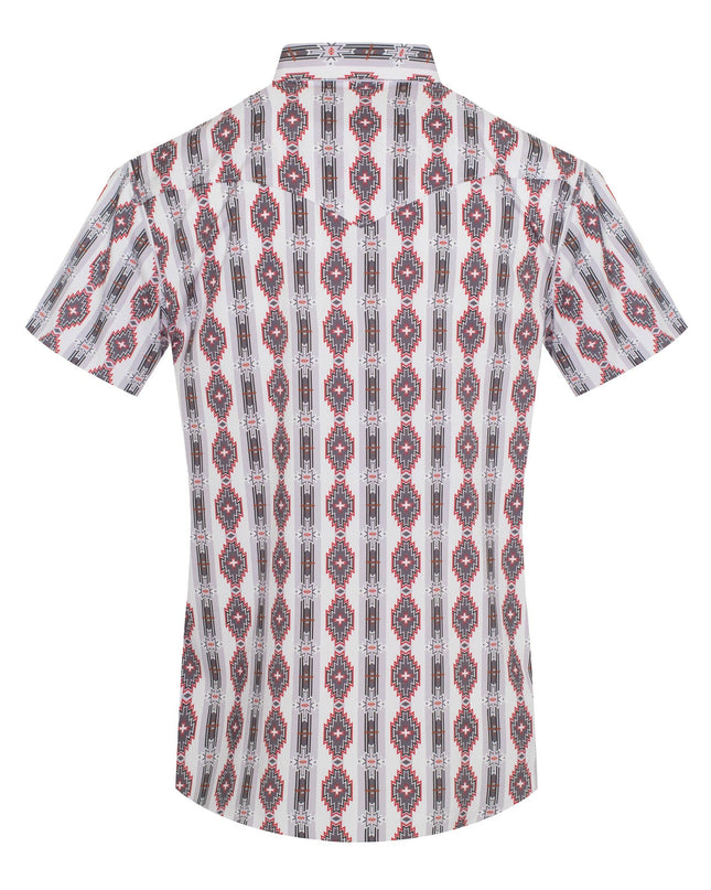 Men's Western Pearl Snap Aztec Print Shirt-MPS110S-1058