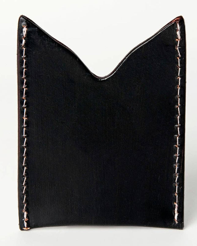 ADCCF107 Hand-Tooled Leather Card Holder - Western Bull Skull & Floral Design