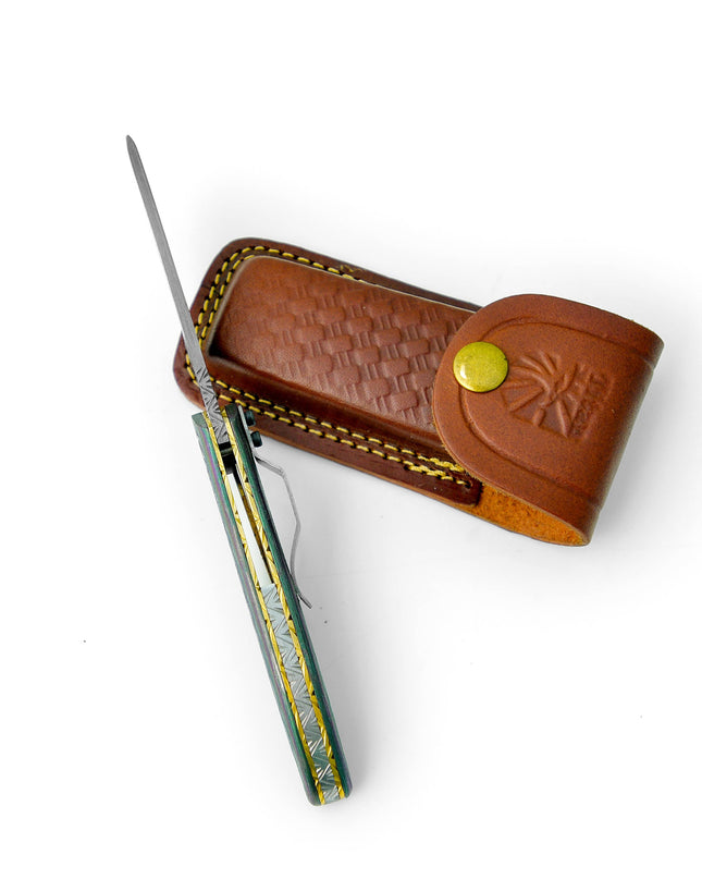 Damascus steel pocket knife Limited Run Titan Transcendence TF-056