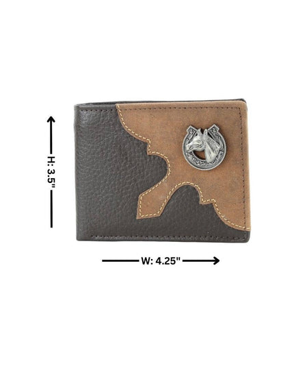 Mixed Media Bifold Rodeo Wallet with Medallion AB1915