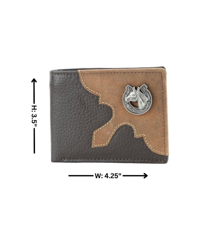 Mixed Media Bifold Rodeo Wallet with Medallion AB1915
