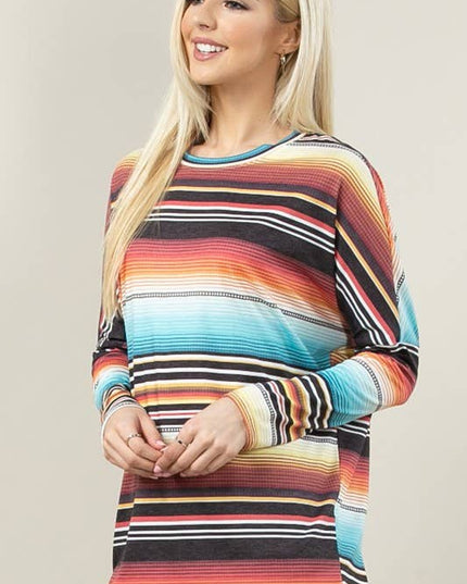 KC010-JOAN PLUS SIZE SERAPE PRINT DOLMAN TOP