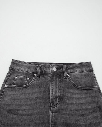 Dearlove Myosotis Irregular Distressed Bottom Denim Midi Skirt